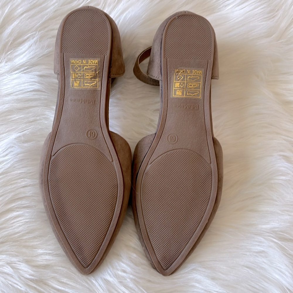 Women's Taupe Ankle Strap Flats - Picture 2 of 2